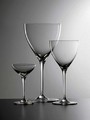Část nápojového souboru (likér, víno, sherry), 1957, Borské sklo, Nový Bor, sklo foukané, v. 18,5 cm.